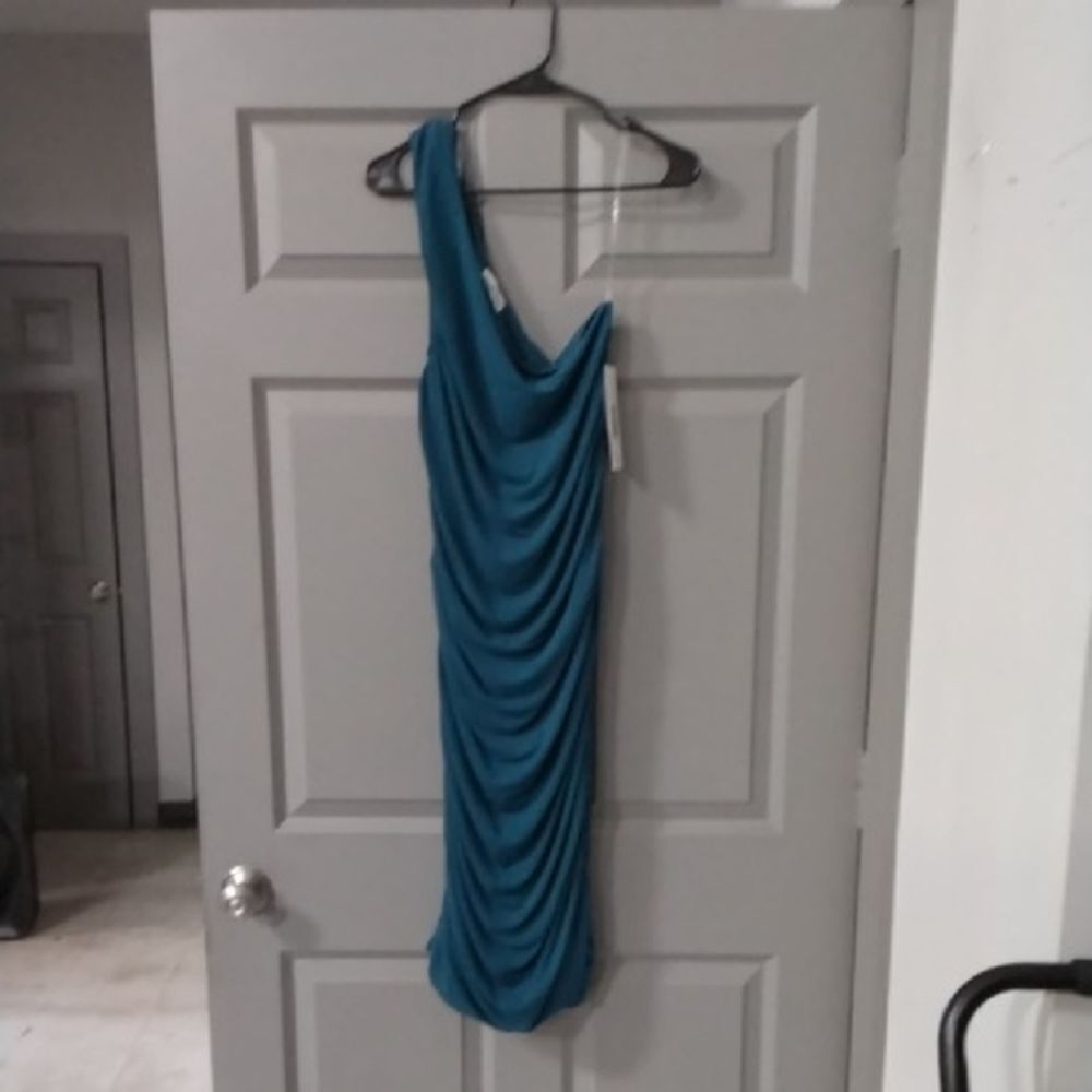 Emerald Sundae Teal One-Shoulder Dress